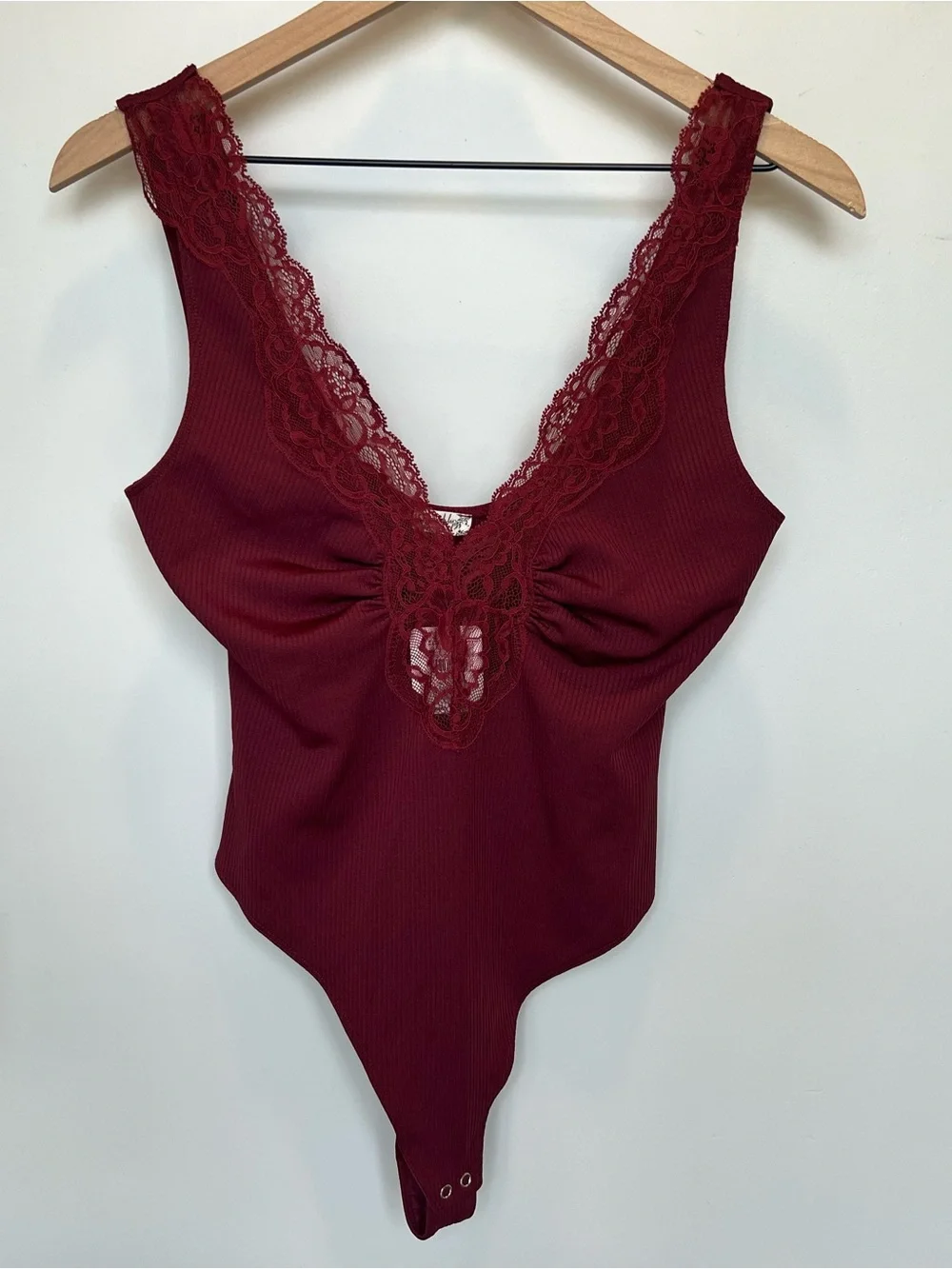NWT Free People Intimately Women's First Call Bodysuit Pomegranite Wine - size S